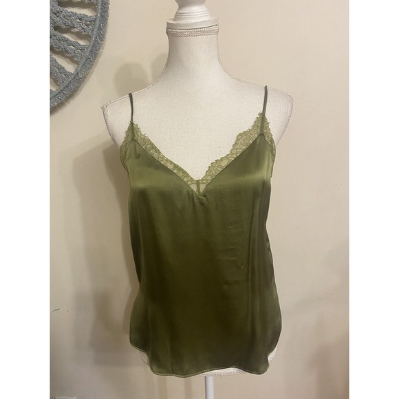 Cabi NYC Clari 100% Silk Charmeuse Cami Camisole Top Oregano Army Green S $187 - Picture 4 of 13